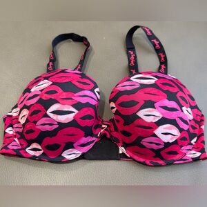 Angel Women's Vibrant Pink and Black Patterned Bra